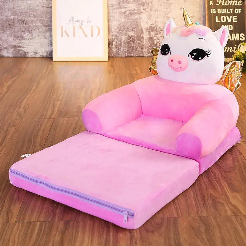 جديد تصميم الاطفال الوردي حلم يونيكورن سرير أريكة قابلة للطي أفخم أريكة على شكل حيوان كرسي