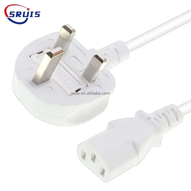 England 3 Prong Plug C13 Ac Extension Good Quality 220v UK Iec 14 16 18Awg Power Extension Cord To C13 Cable