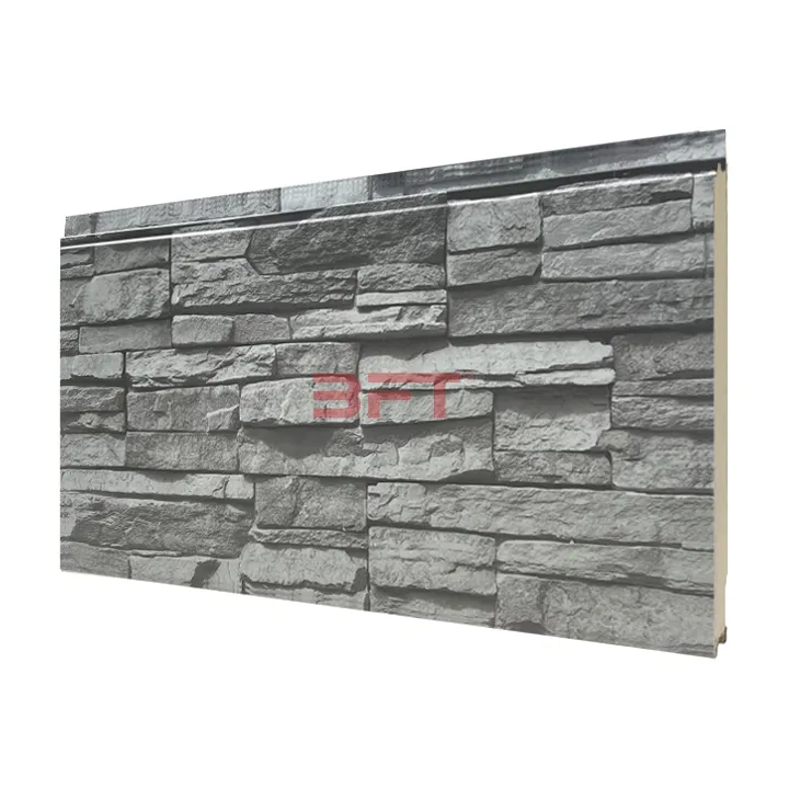 Metal Siding Exterior High Quality Sound Proof Wall Board Rock Wool Sandwich Panels Wall Panel Exterior Pannellisan Dwich