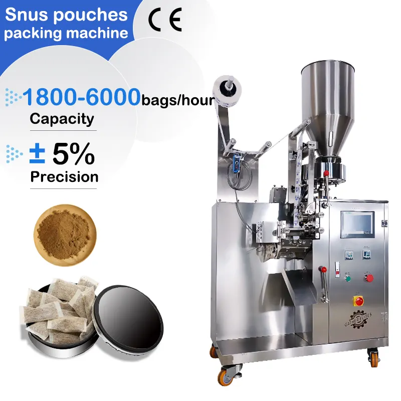 Automatische kleine tütchen vliesstoff filter papier snus pulver nikotin beutel snus pulver verpackungsmaschine