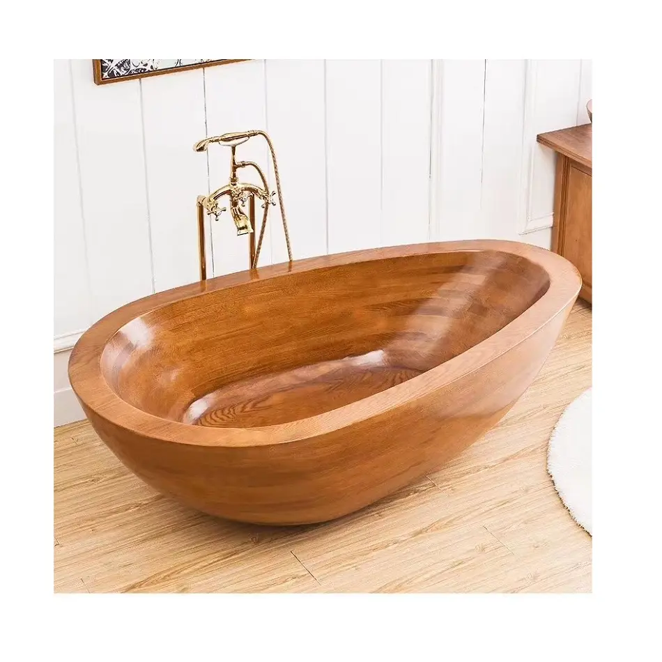 Bañeras de baño independientes de madera de proveedor Precio de bañera de barril de madera