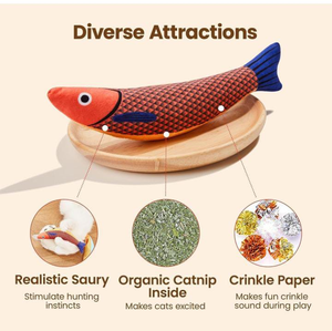 Durable &amp; Health-<strong>Safe</strong> <strong>Catnip</strong> Fish Shape Toy with Squeaky &amp; Crinkle Sound Cute Kicker Toy for Cats Made in China