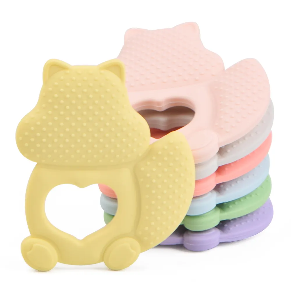 BPA 무료 다람쥐 동물 모양 아기 씹는 부드러운 Teether 감각 장난감 실리콘 아기 젖니 장난감
