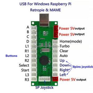Botón de joystick codificador USB estilo HAPP Zero Delay, Kit de bricolaje, controlador de palo Arcade para PC, caja de TV Raspberry Pi para empujador de monedas