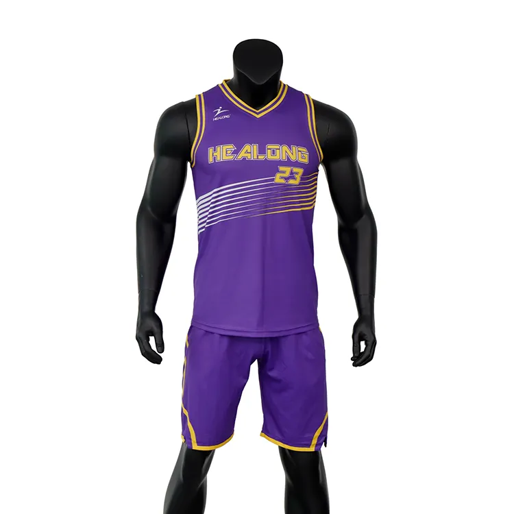 2022latest design Healong Men's Sportswear Sublimated Polyester Custom mesh Uniform Basketball Jerseys