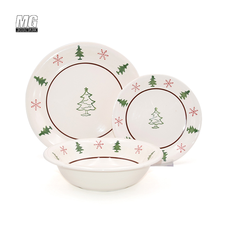 Promotional color ceramic plate sets kitchen restaurants 16PCS stoneware hand painted dinner set ceramic