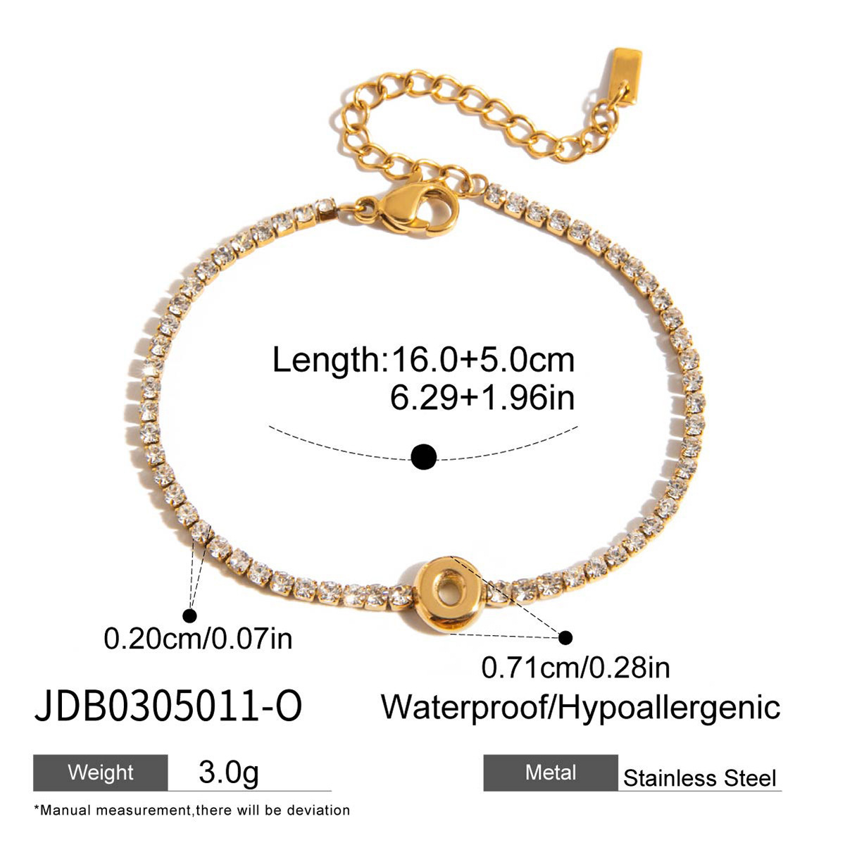 Bracelet Zircon Lettre-O