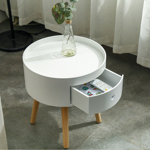 Formwell-Bed Side <strong>Table</strong>, Small <strong>Coffee</strong> <strong>Table</strong> <strong>Pine</strong> Wood Legs Natural Finish <strong>End</strong> <strong>Table</strong> with Drawer Surrounding Edge Design - Product Image 2