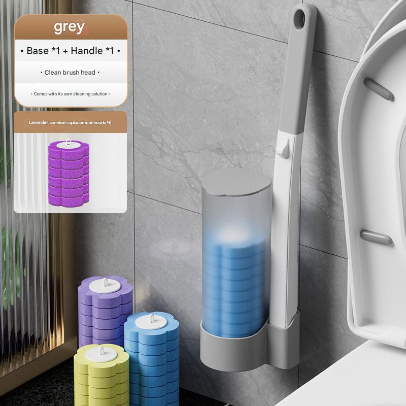 Gray Toilet Brush + Lavender Scented Refill Heads