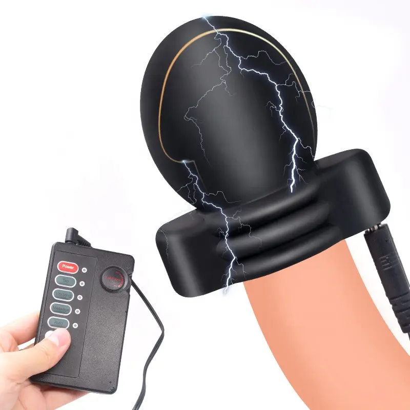 360 Grad enthalten Penis Elektro stimulator Eichel Trainer Vibrator Männliche Masturbation Elektro schock Sexspielzeug für Männer Erektion
