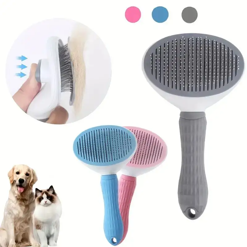 Pet mèo bàn chải với nút phát hành tóc Remover mèo chải chuốt bàn chải mèo lược cho mèo con thỏ massage loại bỏ lông lỏng lẻo