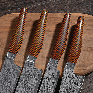 Şam desen şef bıçak seti için mutfak kasap çelik bıçak kesme sebze dilimleme et pişirme için Wood ahşap reçine - Product Image 4