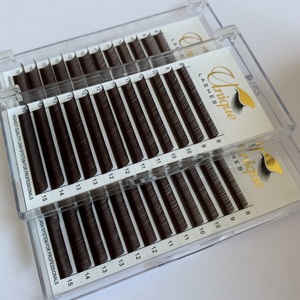 Benzersiz LASHES siyah çikolata kahverengi kaşmir yumuşak mat hacimli kirpikler uzantıları 0.03 0.05 0.07 açık kahverengi Mega hacimli kirpikler - Product Image 1