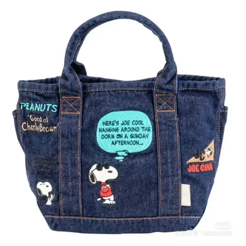 Tas tangan kartun lucu Snoopi super panas Jepang 2023 tas tangan bento kecil denim semuanya retro