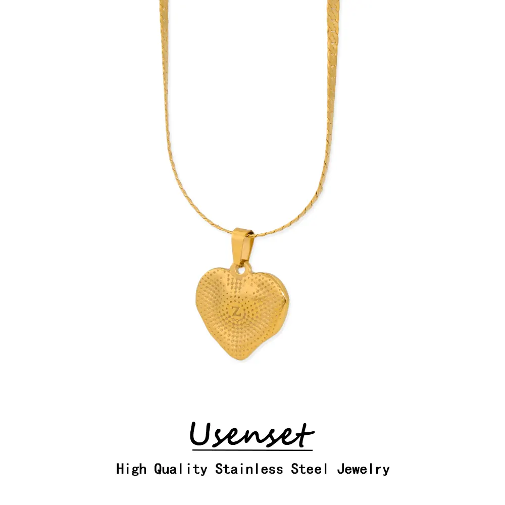USENSET-Collar con colgante de gargantilla de cadena de serpiente de acero inoxidable chapado en oro de 18 quilates estilo Ins en forma de corazón para mujer