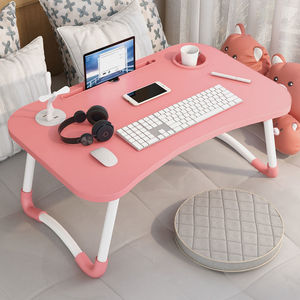 Escritorio de cama multifunción con carga Usb, mesa de ordenador portátil plegable de madera, versión actualizada