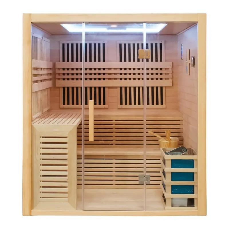 Sauna de vapor de madera para el hogar, combinación de lujo, Bio, en venta