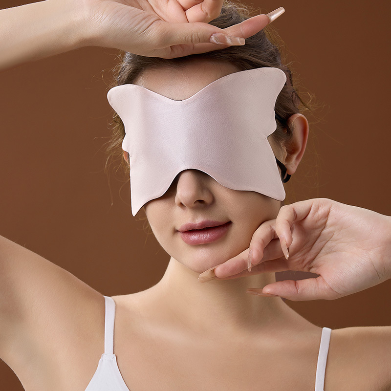 Pink Silk eye mask in butterfly shape