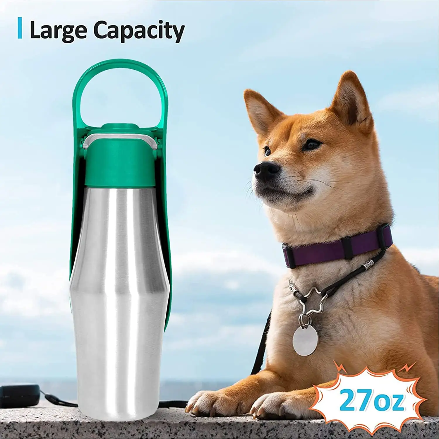 2024 beliebter trend edelstahl wasserflasche für hund haustiere fütterer heiß begehrt hundeflasche einzigartige hundewasserflasche