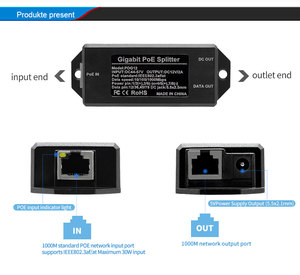 OEM Gigabit POE Splitter 48V Entrada IEEE802.3at ABS PoE Separador 12V 2A Red y salida de energía Cable gratis asequible - Product Image 4
