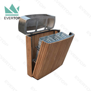 SD-38 127L Parkview Woden Sorting Design Trash <strong>Bin</strong> 3 Compartments Trash Can Wood Recycling <strong>Bin</strong> Containers Waste <strong>Bin</strong> 3 Portion - Product Image 2