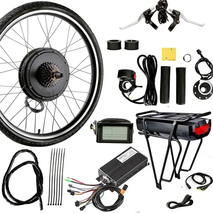 Ebike 키트 29 "지방 타이어 전면/후면 허브 모터 16 인치 프론트 휠 전기 자전거 변환 키트 리튬 배터리 스마트 컨트롤러