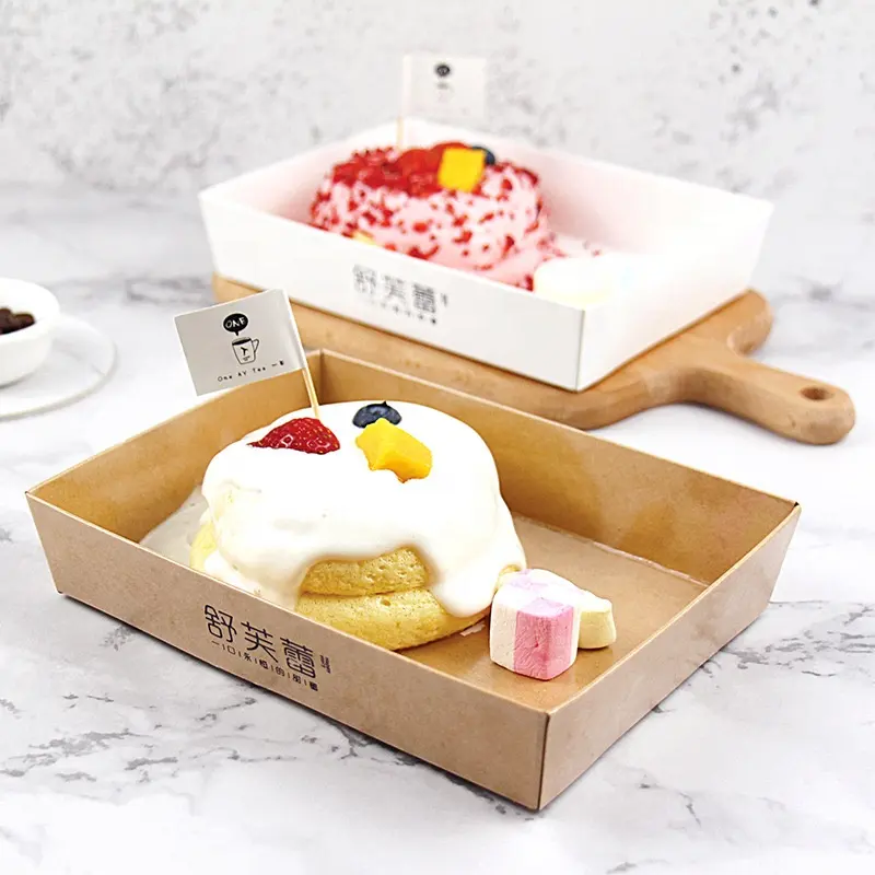 Custom Logo Printed Souffle Pancake Dessert Food Paper Box with Lids