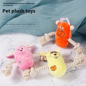 Pamuk halat ile fabrika doğrudan çevre dostu peluş kedi köpek oyuncak karikatür gülen yüz Pika inek Bite dayanıklı Molars - Product Image 2