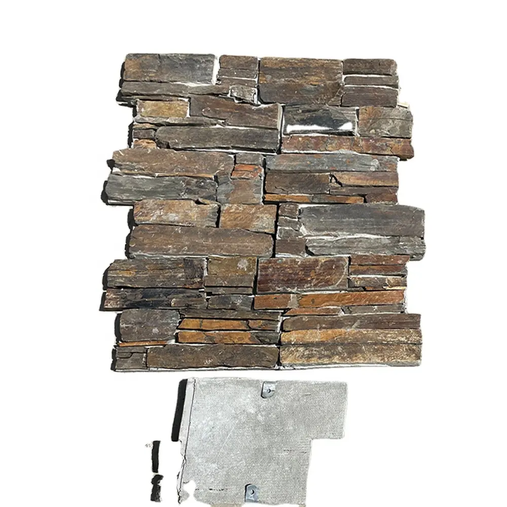 Telhas externas empilhadas cultura placa de cimento natural pedra schist pedra de parede pedra exterior pedra
