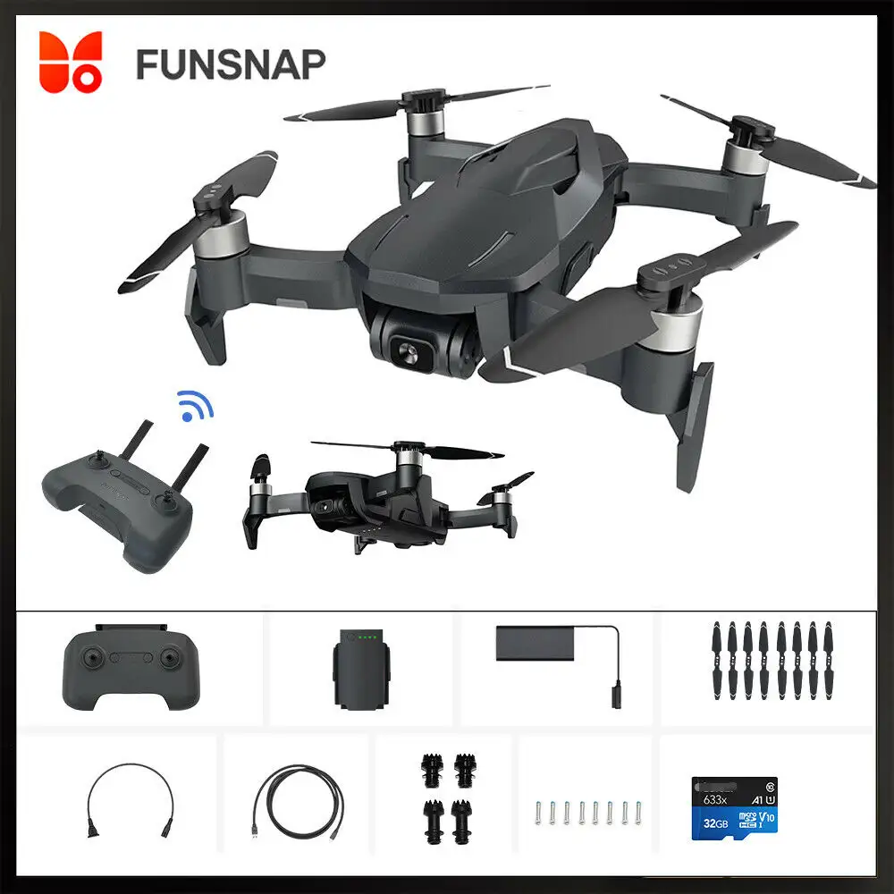 Funsnap Diva Drone 4K Hd 3-Axis Gimbal Camera Gps 5.8G Wifi 2Km Fpv Rc Quadcopters 30 Minuten Vliegtijd Rc Helicopter