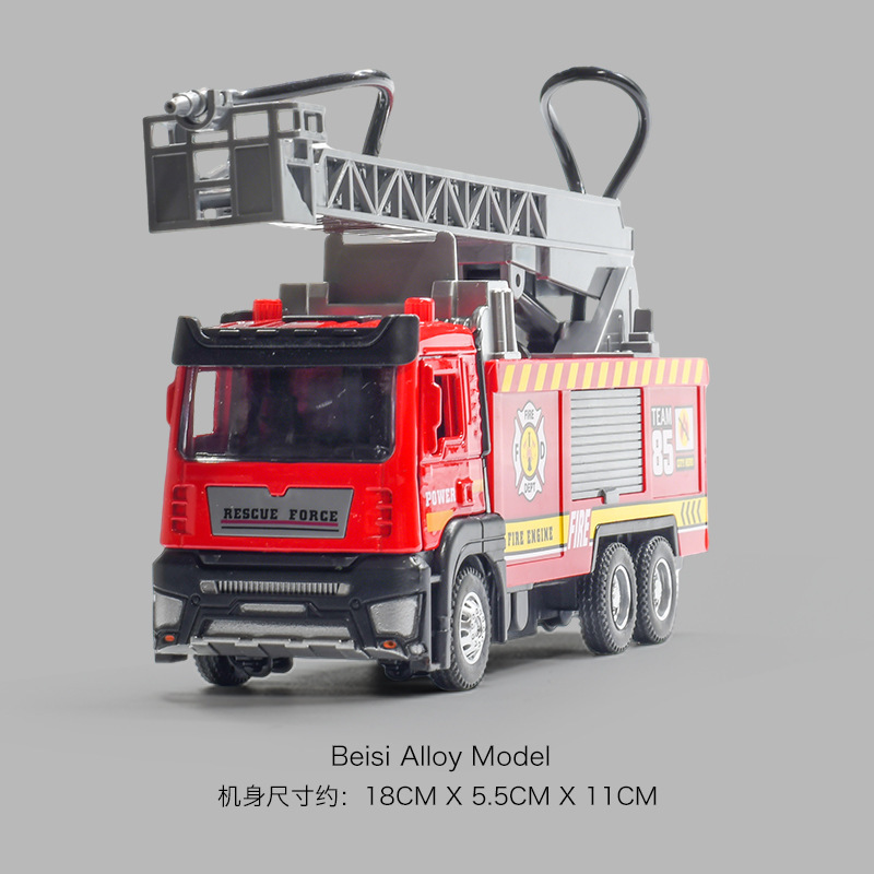 Camion échelle de pompiers en alliage, cabine en alliage, lumières, son, jet d'eau