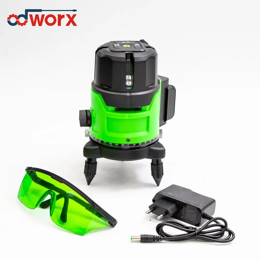 ODWORX Lezer Auto 360 Self Leveling Laser Level Green Beam 5 Lines 6 Points Horizontal Vertical Cross Line Laser Level