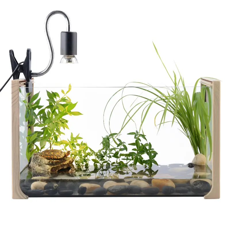 DJ L su ve arazi tankı masaüstü ev temizle cam akvaryum tropikal balık balık tankı kaplumbağa tankı