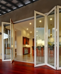 ประตูกระจกพับได้แบบคู่ สำหรับลานบ้าน ทนทานต่อพายุเฮอริเคน ติดตั้งง่าย ปรับแต่งได้ - Product Image 1