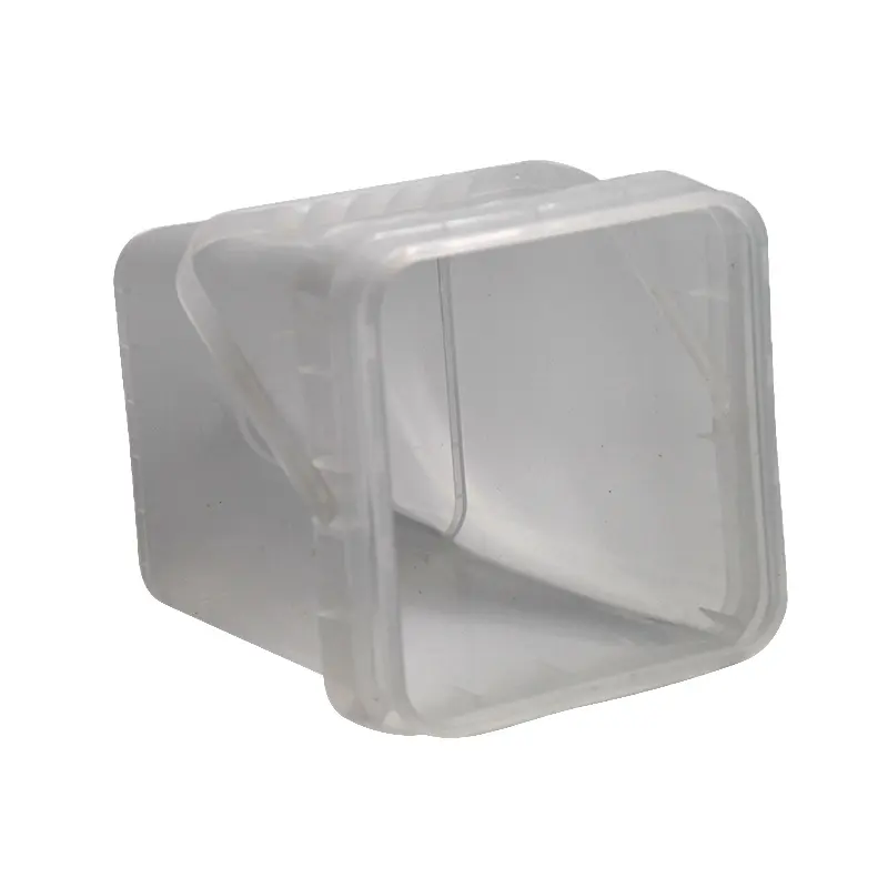 1L 2 litres petits seaux en plastique carrés transparents de qualité alimentaire seaux en plastique baril en plastique