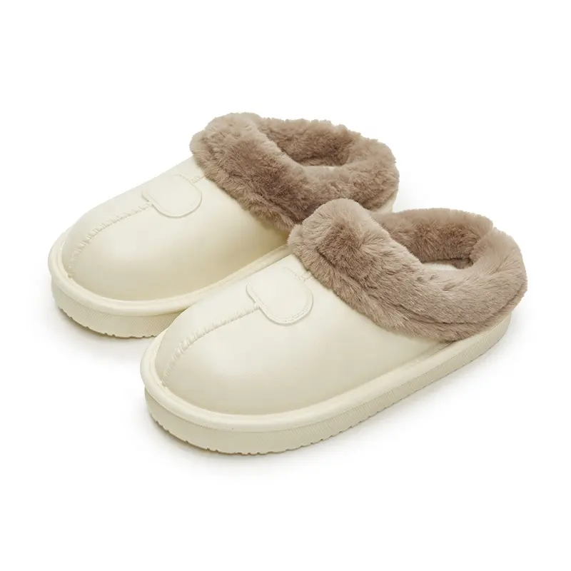 Pantofola per casa in pelliccia di peluche di lana di pecora calda e colorata invernale da donna