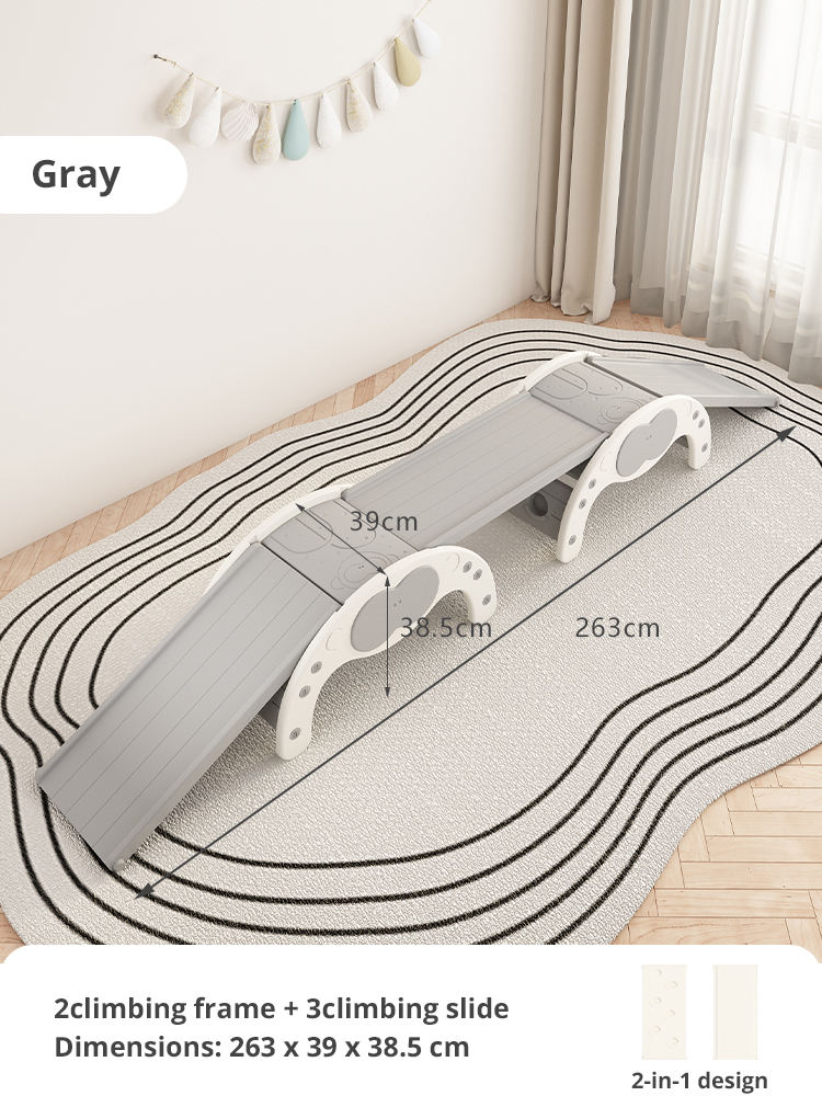 2 structures d'escalade + 3 toboggans d'escalade Gris