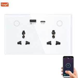 智能生活双通用插座，带2个USB wi-fi 2组智能墙壁插座电源监控USB Type-C Tuya墙壁插座16A - Product Image 1