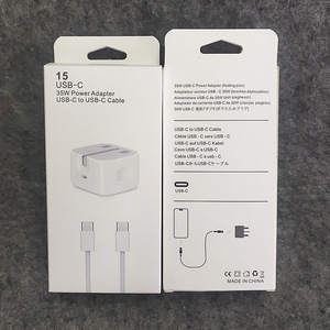 英国标准2合1 USB C充电器套装方形三角形PD35W包装，适用于iPhone 15手机充电器 - Product Image 1
