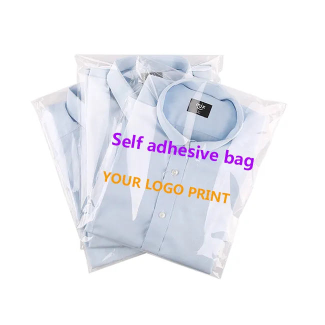 Bolsas de plástico opp autoadhesivas transparentes con cinta adhesiva, embalaje de ropa, logo personalizado