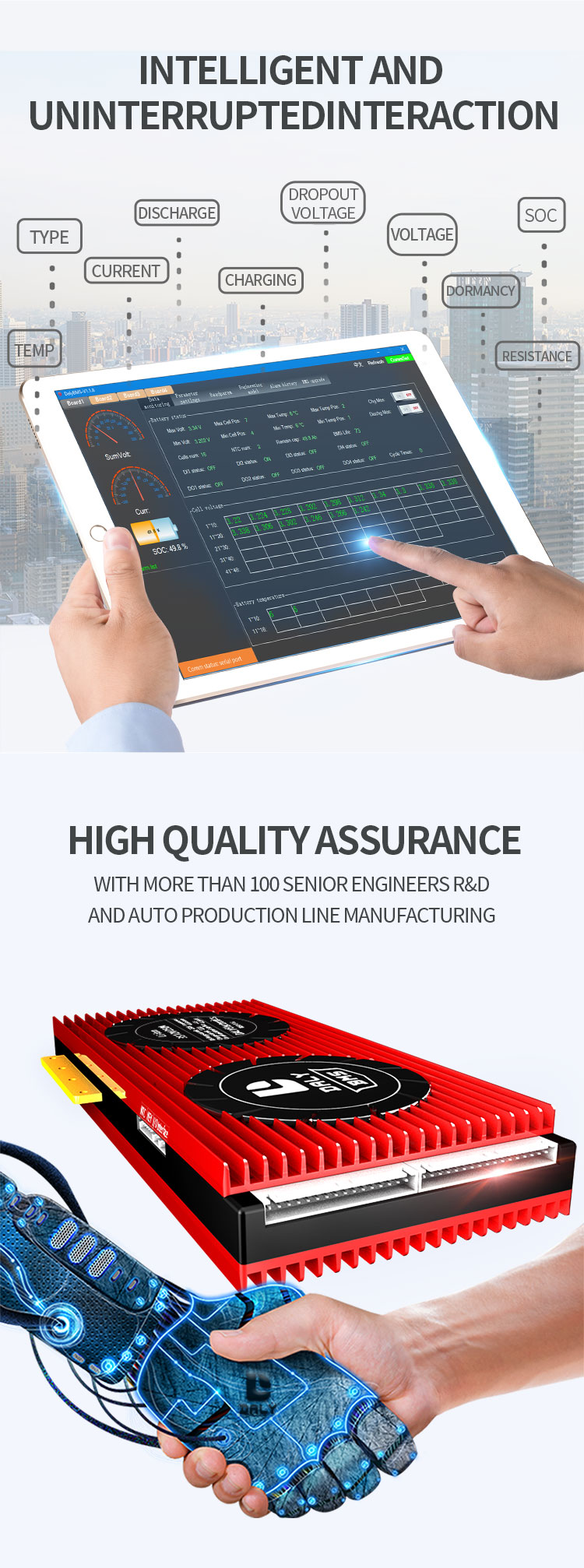 Daly 13s 14s 15s 16s 48v Lithium battery bms board 100a 200a 250a 16s smart bms 100amp 48v 16s smart bms lifepo4