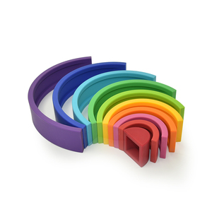 New Design Wooden <strong>Rainbow</strong> Stacker Nesting Puzzle <strong>Rainbows</strong> and Building Blocks Educational Toys for Kids Baby Toddlers - Product Image 5