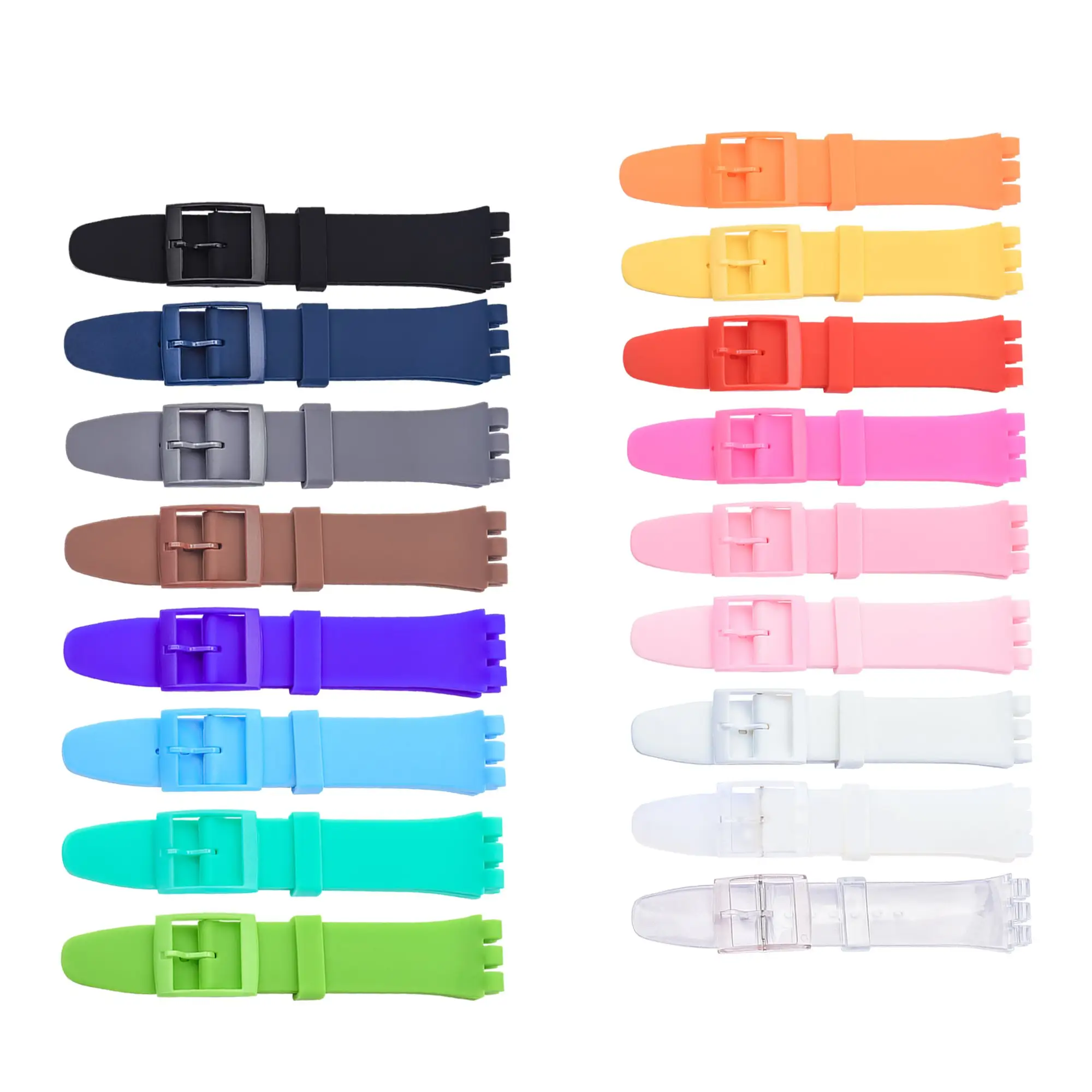 Bracelet de montre 12mm 16mm 17mm 19mm 20mm Remplacement du bracelet en caoutchouc Bracelet de montre en silicone coloré pour montre Swatch