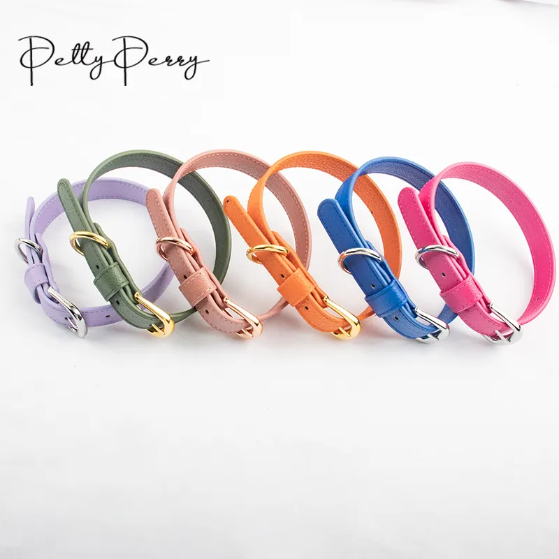 Kunden spezifisches 16 Farben wasserdichtes Pu-Leder-Hunde halsband Verstellbares, haltbares Hunde halsband aus echtem Leder