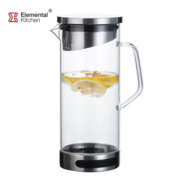 Pichet à eau moderne en verre Sino Glass personnalisé de 1300ml pichet carafe en verre transparent avec filtre