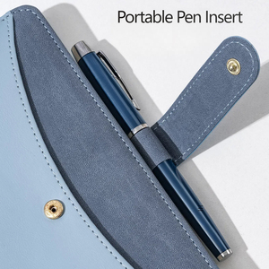 Impresión personalizada más nuevo Cahiers diario con almacenamiento de archivos bolsillo botón a presión Diseño doble capa cuero cuaderno A5 para oficina - Product Image 3