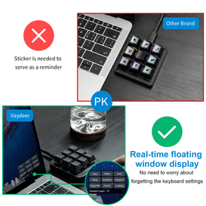 Teclado mecánico inteligente para videojuegos o diseñador, accesorio portátil con 9 teclas programables