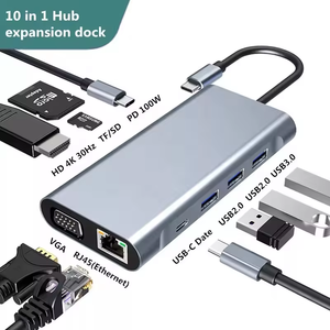 11 in 1 Hub tipo C a HD VGA adattatore RJ45 Lan Ethernet SD TF PD USB3.0 3.5mm Jack Audio Video USB c Hub accessori per Computer - Product Image 1