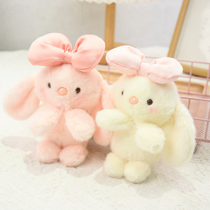 Uzun kulak ve yay kolye kabarcık tipi ile Kawaii özel Mini Bunny peluş oyuncak yumuşak doldurulmuş hayvan tavşan anahtarlık - Product Image 4