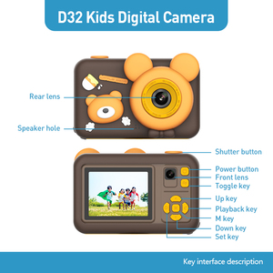 D32กล้องดิจิตอลสำหรับเด็ก, กล้องเซลฟี่พร้อมขาตั้งกล้องในตัวสำหรับเล่นเกมมินิ HD สำหรับเด็กหน้าจอ IPS ขนาด2.0นิ้วกล้องราคาถูก - Product Image 5